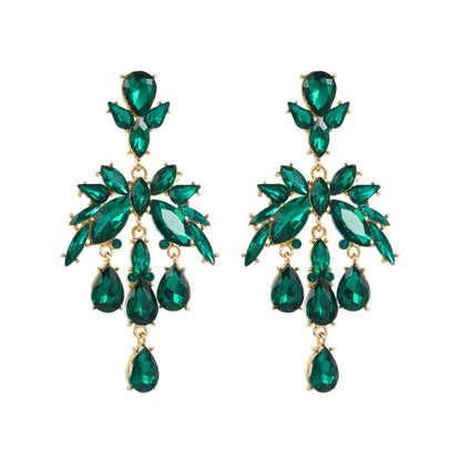 Classic Style Geometric Flower Alloy Inlay Rhinestones Women'S Dangling Earrings 1 Pair