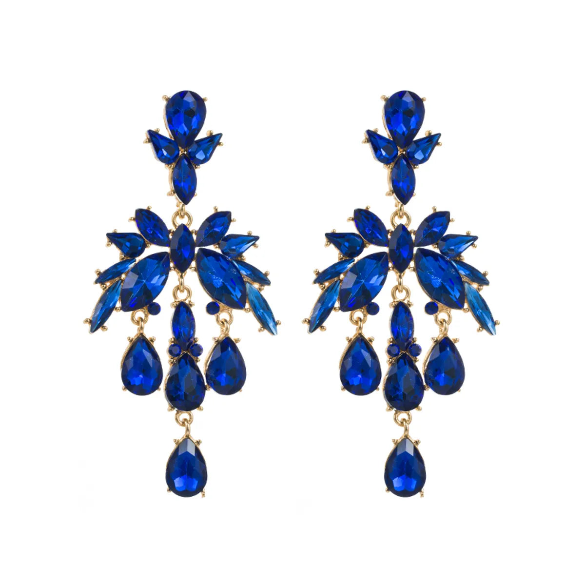 Classic Style Geometric Flower Alloy Inlay Rhinestones Women'S Dangling Earrings 1 Pair