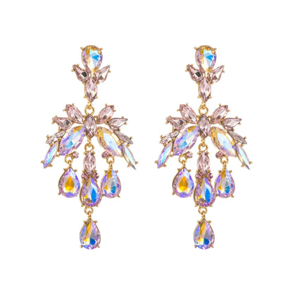 Classic Style Geometric Flower Alloy Inlay Rhinestones Women'S Dangling Earrings 1 Pair