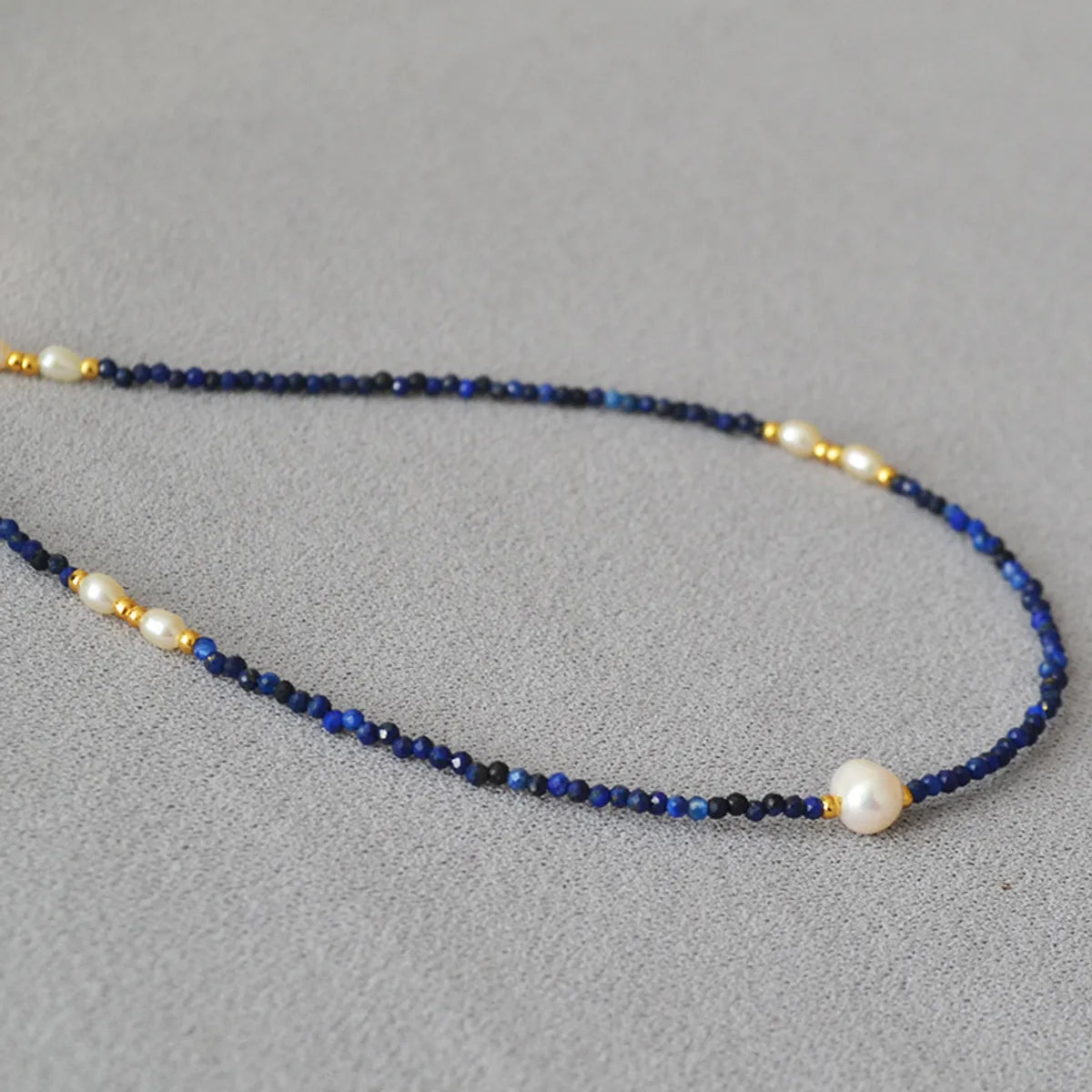 Classic Style Geometric Freshwater Pearl Lapis Lazuli Brass Wholesale Necklace