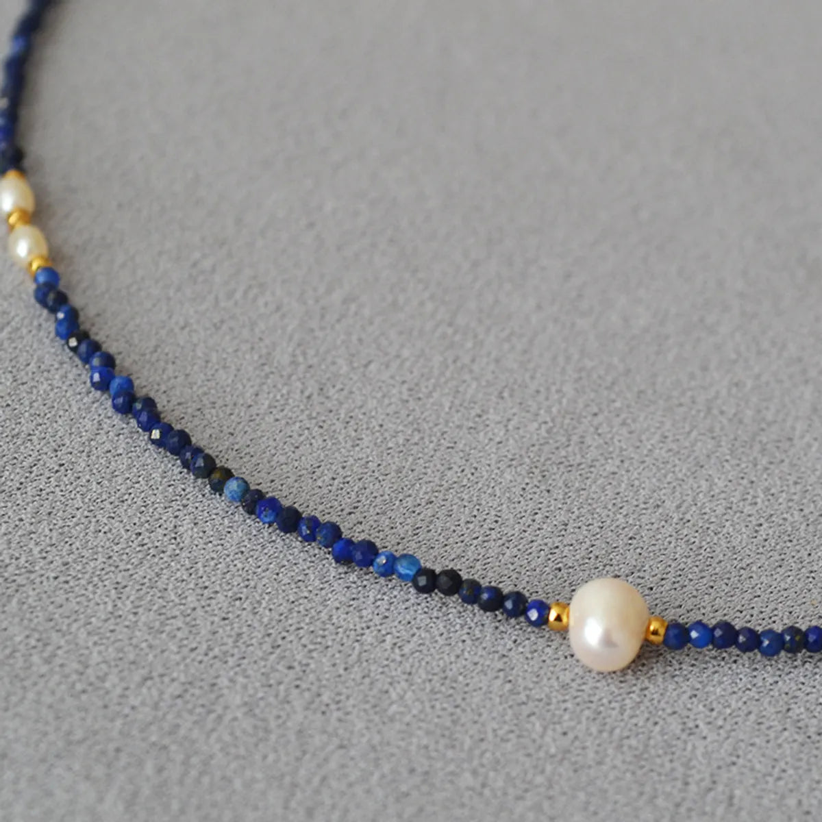 Classic Style Geometric Freshwater Pearl Lapis Lazuli Brass Wholesale Necklace