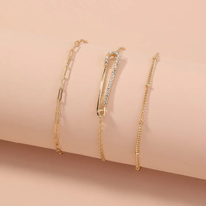 Classic Style Geometric Snake Copper Asymmetrical Zircon Bracelets