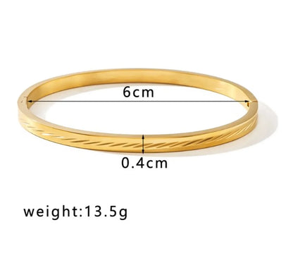 Classic Style Geometric Solid Color 304 Stainless Steel 18K Gold Plated Bangle In Bulk