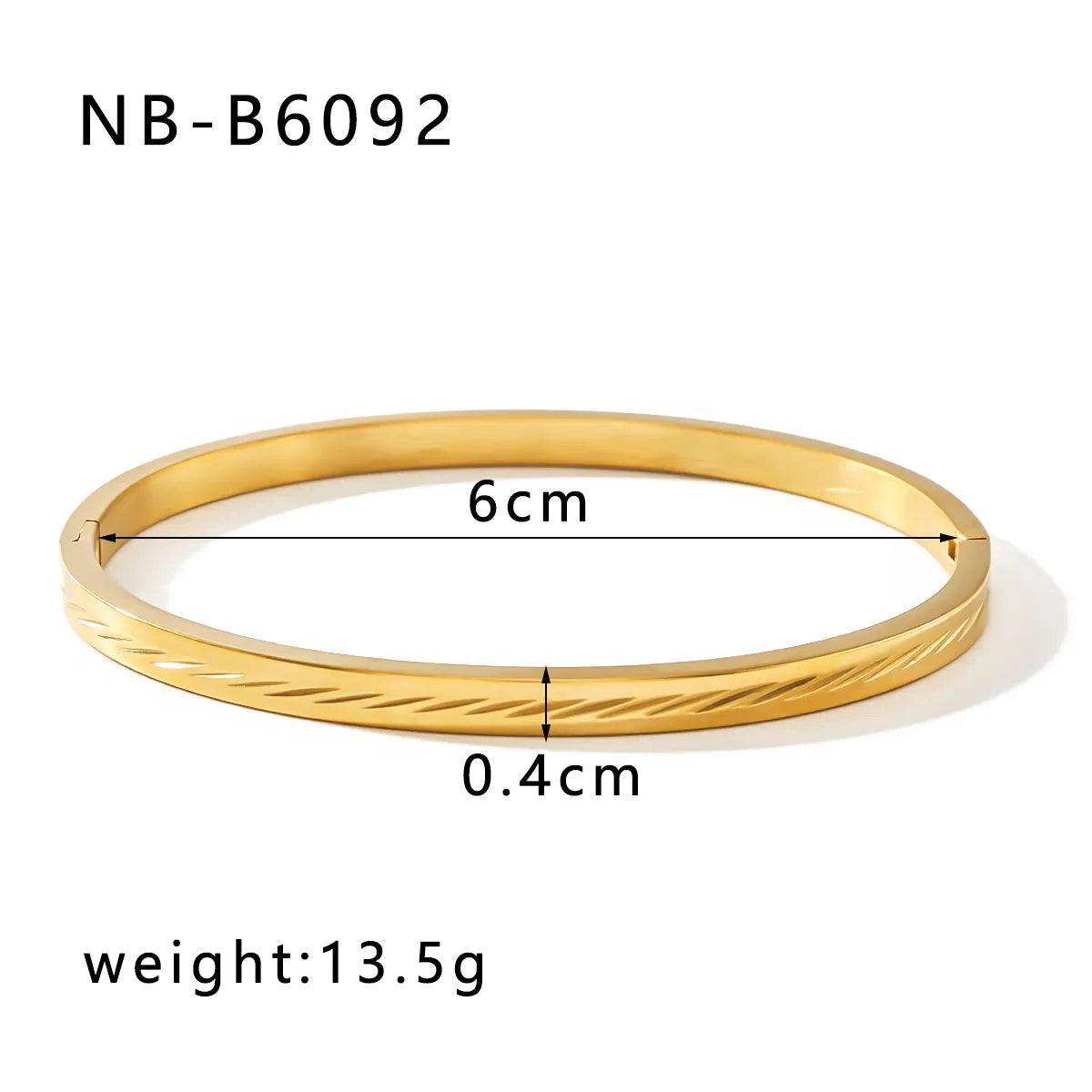 Classic Style Geometric Solid Color 304 Stainless Steel 18K Gold Plated Bangle In Bulk