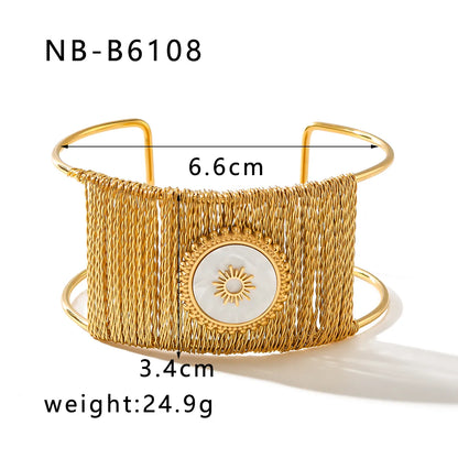 Classic Style Geometric Solid Color 304 Stainless Steel 18K Gold Plated Bangle In Bulk