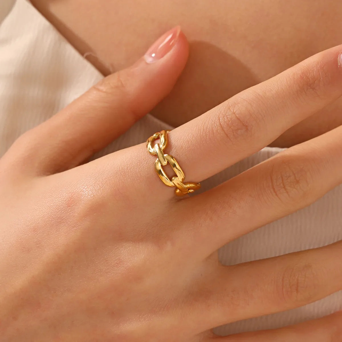 Wholesale Jewelry Classic Style Geometric 304 Stainless Steel 18K Gold Plated Plating Open Ring