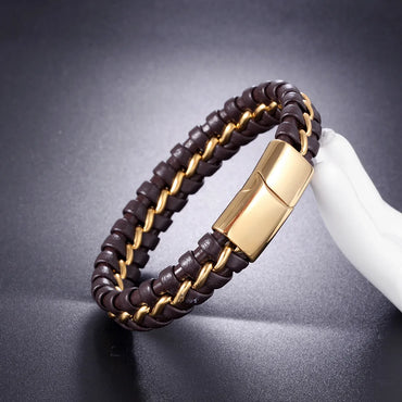 Classic Style Geometric Stainless Steel Braid Bangle