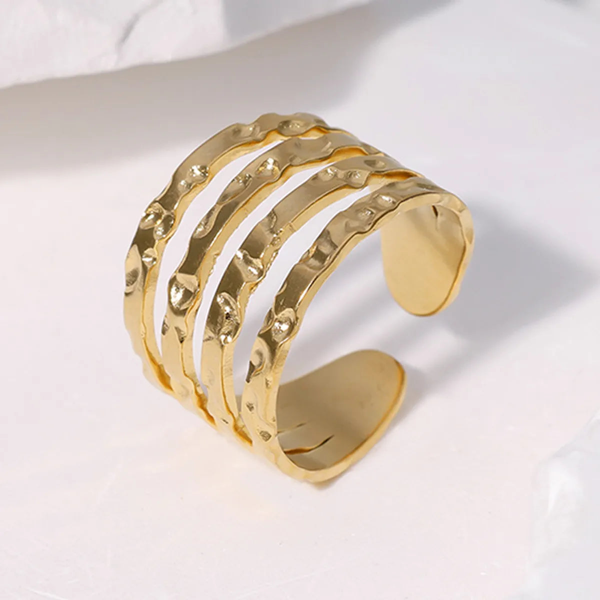 304 Stainless Steel 18K Gold Plated Classic Style Plating Geometric Open Rings