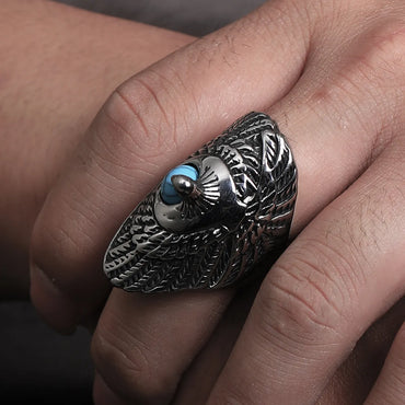 Classic Style Geometric Titanium Steel Synthetic Turquoise Men'S Rings