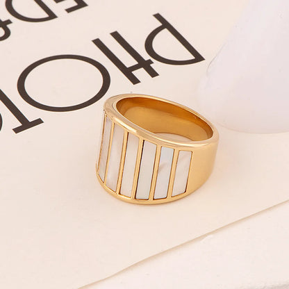 Titanium Steel 18K Gold Plated Classic Style Plating Geometric Shell Rings