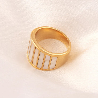 Titanium Steel 18K Gold Plated Classic Style Plating Geometric Shell Rings