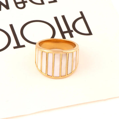 Titanium Steel 18K Gold Plated Classic Style Plating Geometric Shell Rings