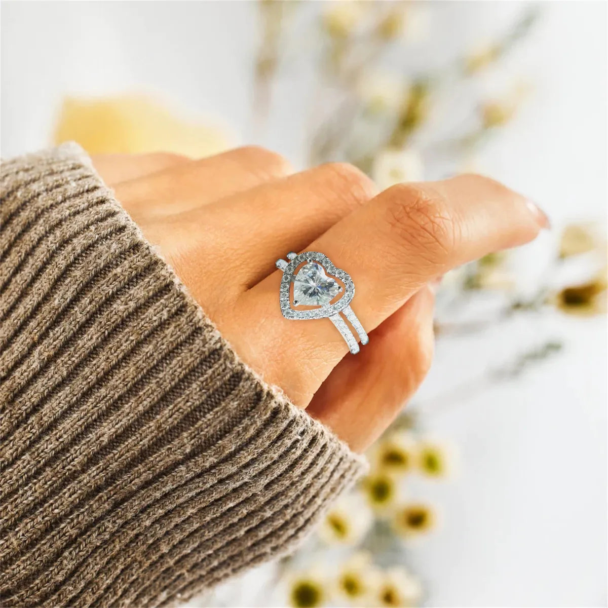 Classic Style Heart Shape Alloy Plating Inlay Zircon Women'S Rings