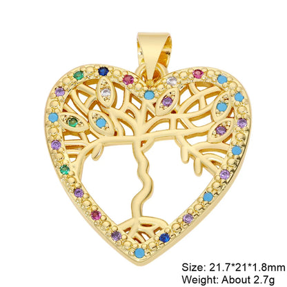 Classic Style Heart Shape Copper Plating Inlay Zircon 18k Gold Plated Charms Jewelry Accessories