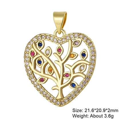 Classic Style Heart Shape Copper Plating Inlay Zircon 18k Gold Plated Charms Jewelry Accessories