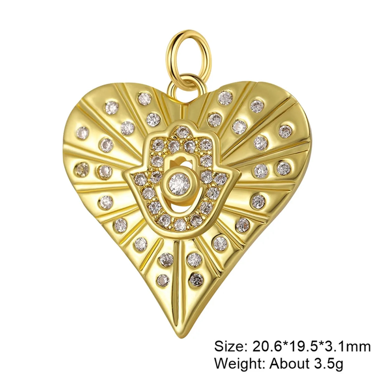 Classic Style Heart Shape Copper Plating Inlay Zircon 18k Gold Plated Charms Jewelry Accessories