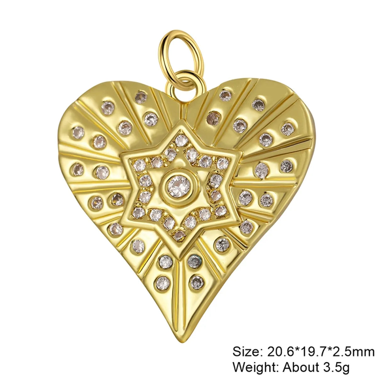 Classic Style Heart Shape Copper Plating Inlay Zircon 18k Gold Plated Charms Jewelry Accessories