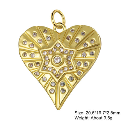 Classic Style Heart Shape Copper Plating Inlay Zircon 18k Gold Plated Charms Jewelry Accessories