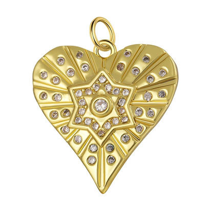 Classic Style Heart Shape Copper Plating Inlay Zircon 18k Gold Plated Charms Jewelry Accessories