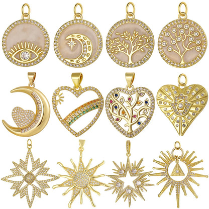 Classic Style Heart Shape Copper Plating Inlay Zircon 18k Gold Plated Charms Jewelry Accessories