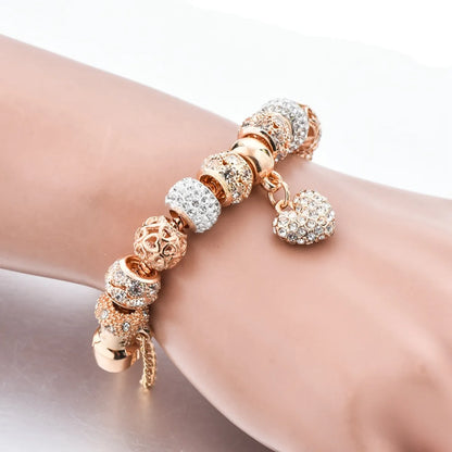 Classic Style Heart Shape Gold Plated Zircon Alloy Wholesale Bangle