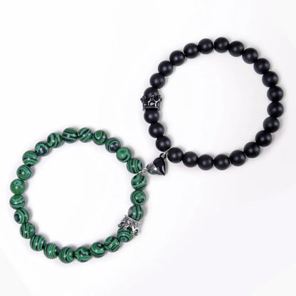 Classic Style Heart Shape Natural Stone Malachite Beaded Bracelets