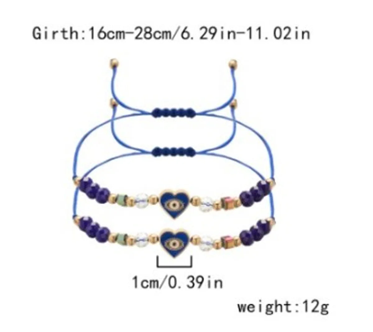 Classic Style Heart Shape Resin Rope Beaded Unisex Bracelets