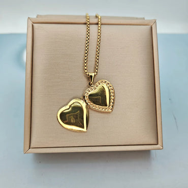 Classic Style Heart Shape Stainless Steel Polishing Plating 18k Gold Plated Pendant Necklace