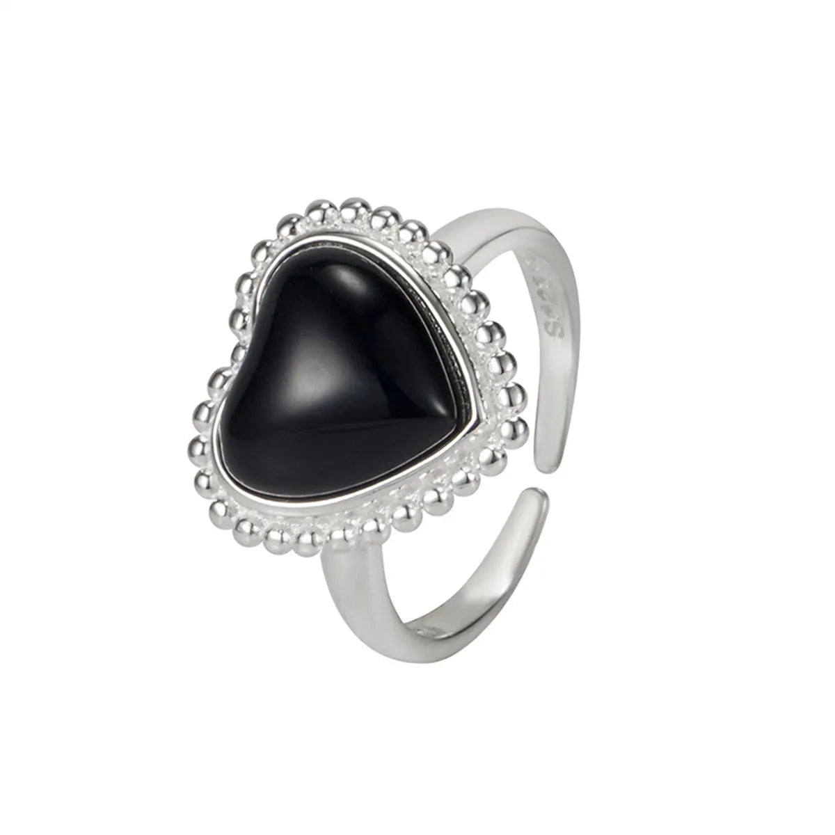 Classic Style Heart Shape Sterling Silver Agate Rings In Bulk