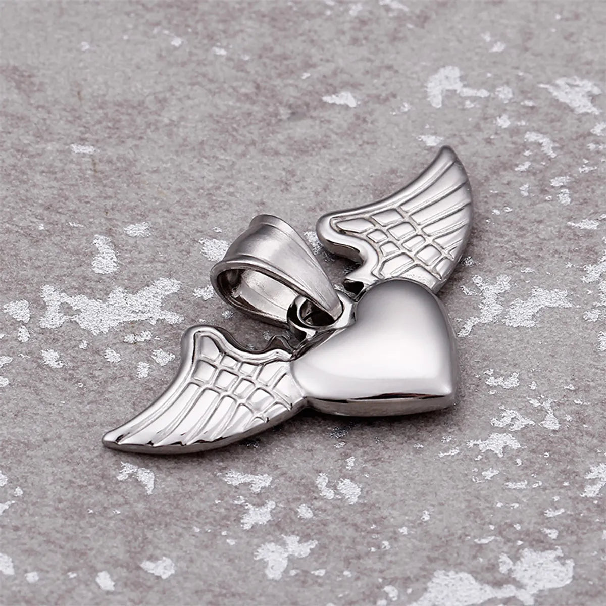 Titanium Steel 18K Gold Plated Heart Shape Wings