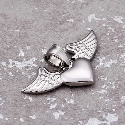 Titanium Steel 18K Gold Plated Heart Shape Wings