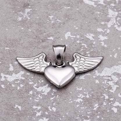 Titanium Steel 18K Gold Plated Heart Shape Wings