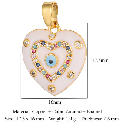 Classic Style Heart Shape Zircon Copper Wholesale Charms Jewelry Accessories