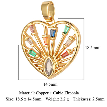 Classic Style Heart Shape Zircon Copper Wholesale Charms Jewelry Accessories