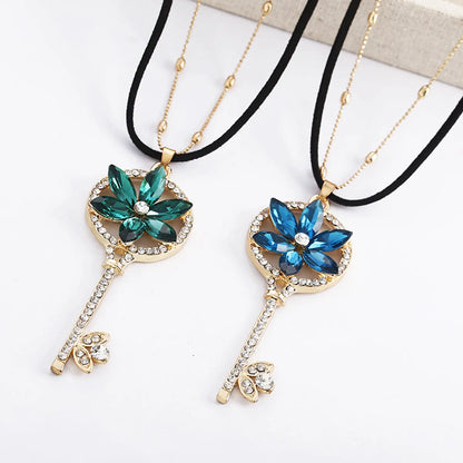 Classic Style Key Alloy Inlay Artificial Gemstones Women's Sweater Chain