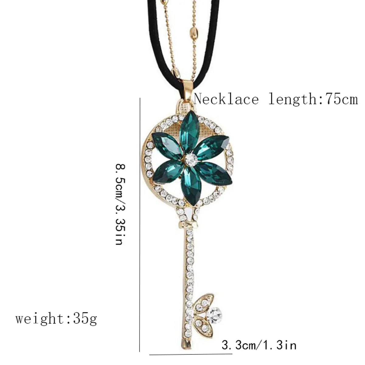 Classic Style Key Alloy Inlay Artificial Gemstones Women's Sweater Chain