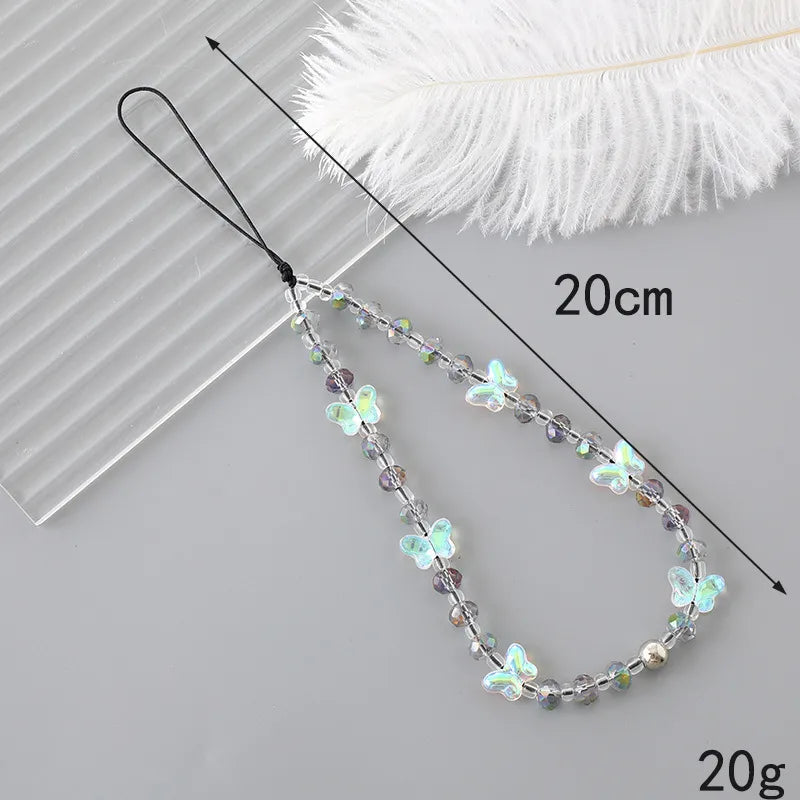 Classic Style Korean Style Bear Heart Shape Butterfly Artificial Crystal Plastic Rope Beaded Bag Pendant Mobile Phone Chain