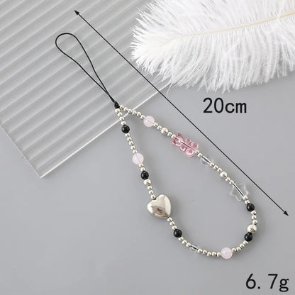 Classic Style Korean Style Bear Heart Shape Butterfly Artificial Crystal Plastic Rope Beaded Bag Pendant Mobile Phone Chain