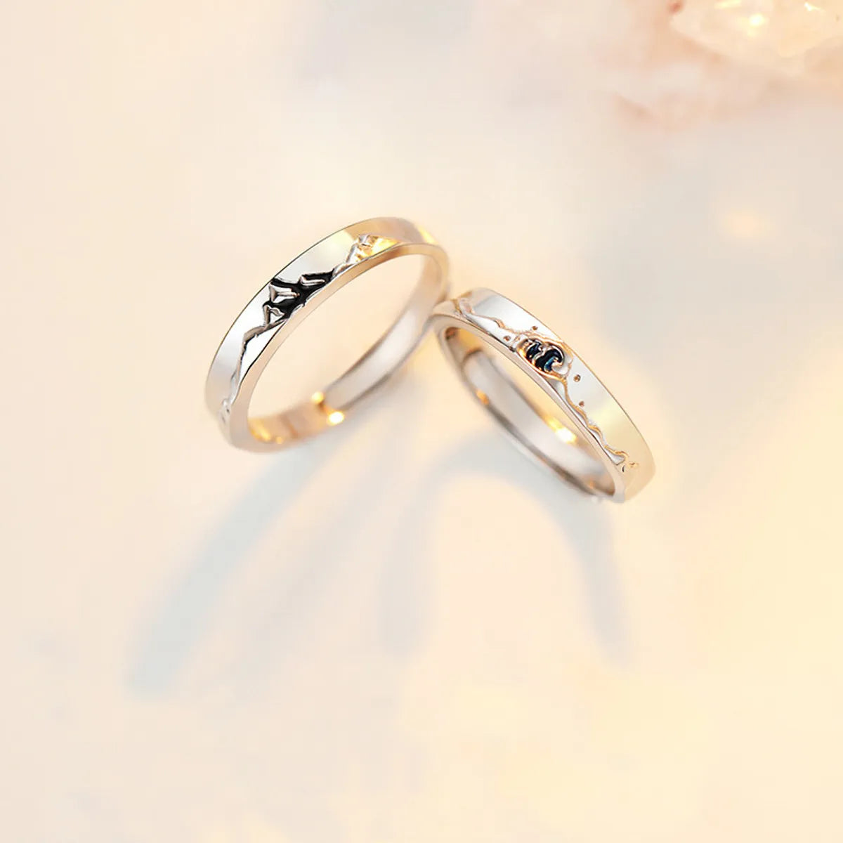 Classic Style Korean Style Geometric Alloy Valentine's Day Couple Open Rings