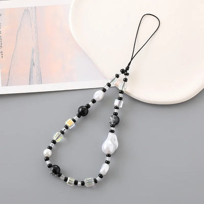 Classic Style Korean Style Geometric Artificial Crystal Plastic Rope Beaded Bag Pendant Mobile Phone Chain