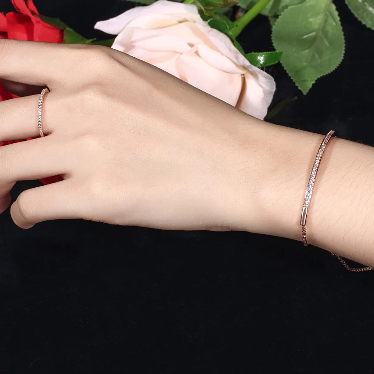 Classic Style Korean Style Geometric Copper Plating Inlay Zircon 14k Gold Plated White Gold Plated Rhodium Plated Bracelets