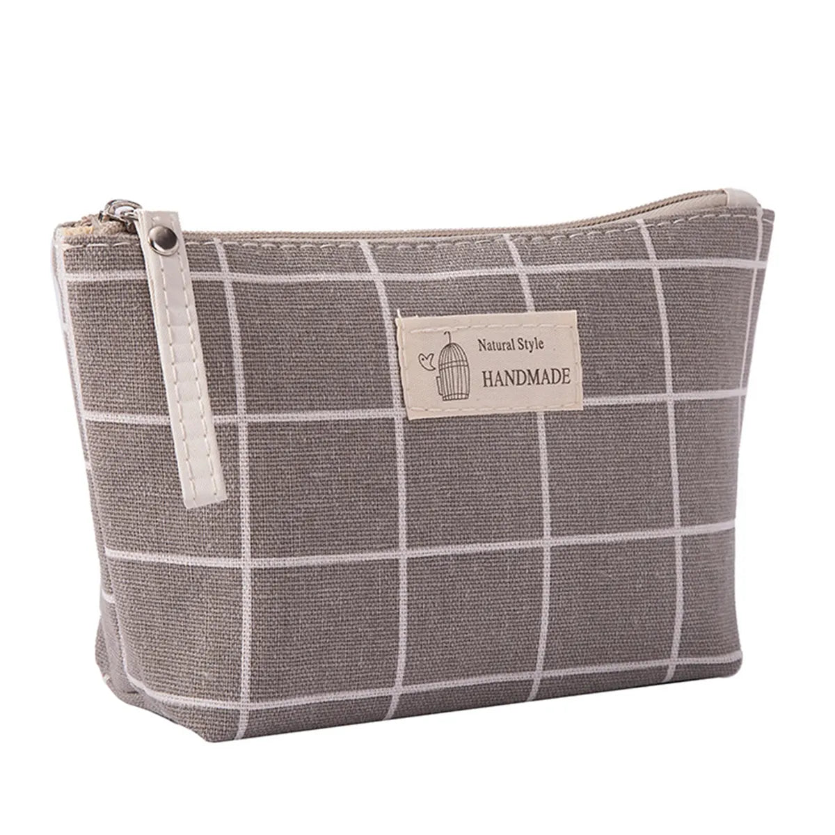 Classic Style Leaves Plaid Canvas Square Makeup Bags