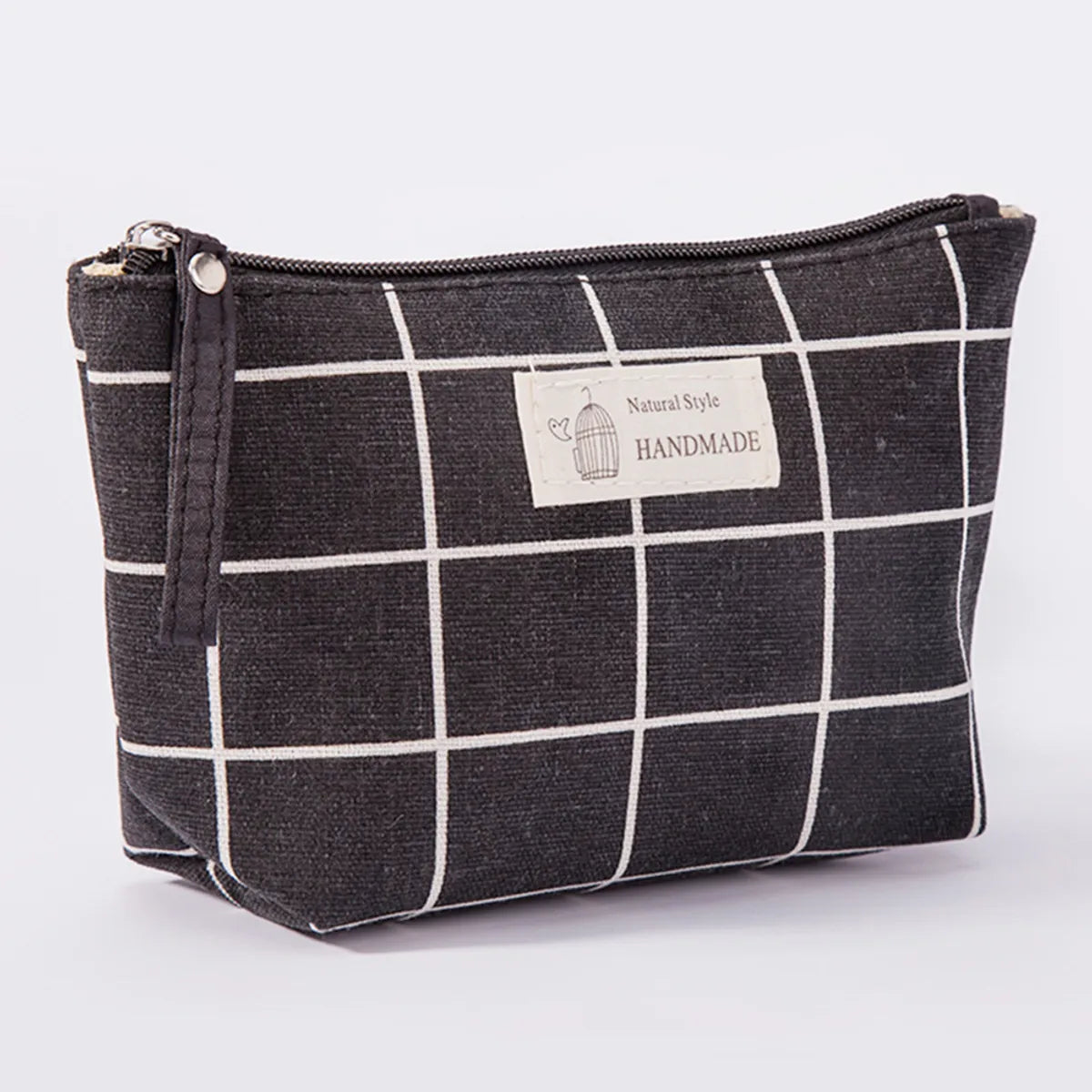 Classic Style Leaves Plaid Canvas Square Makeup Bags