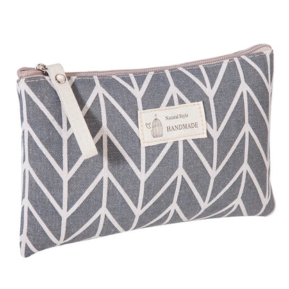 Classic Style Leaves Plaid Canvas Square Makeup Bags