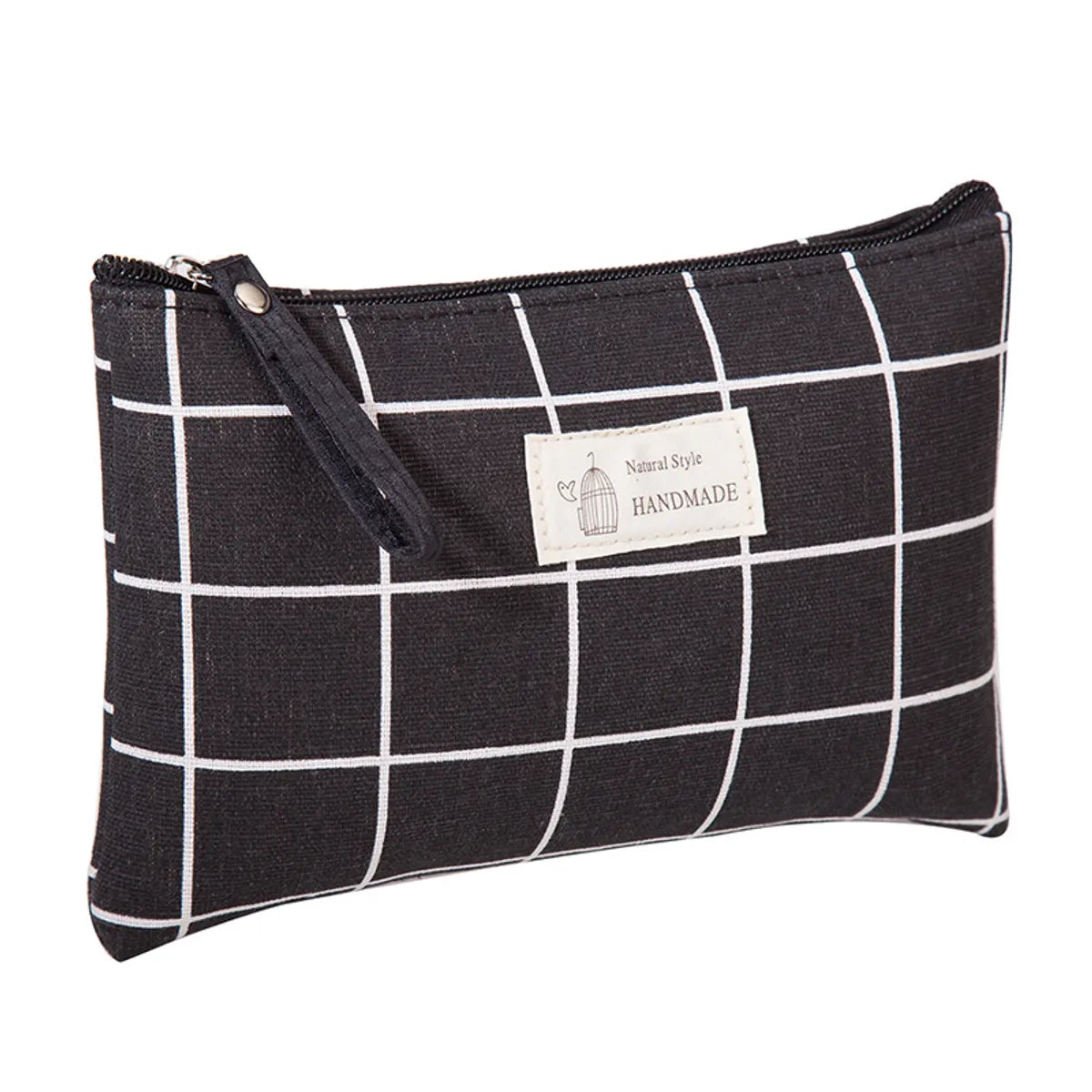 Classic Style Leaves Plaid Canvas Square Makeup Bags