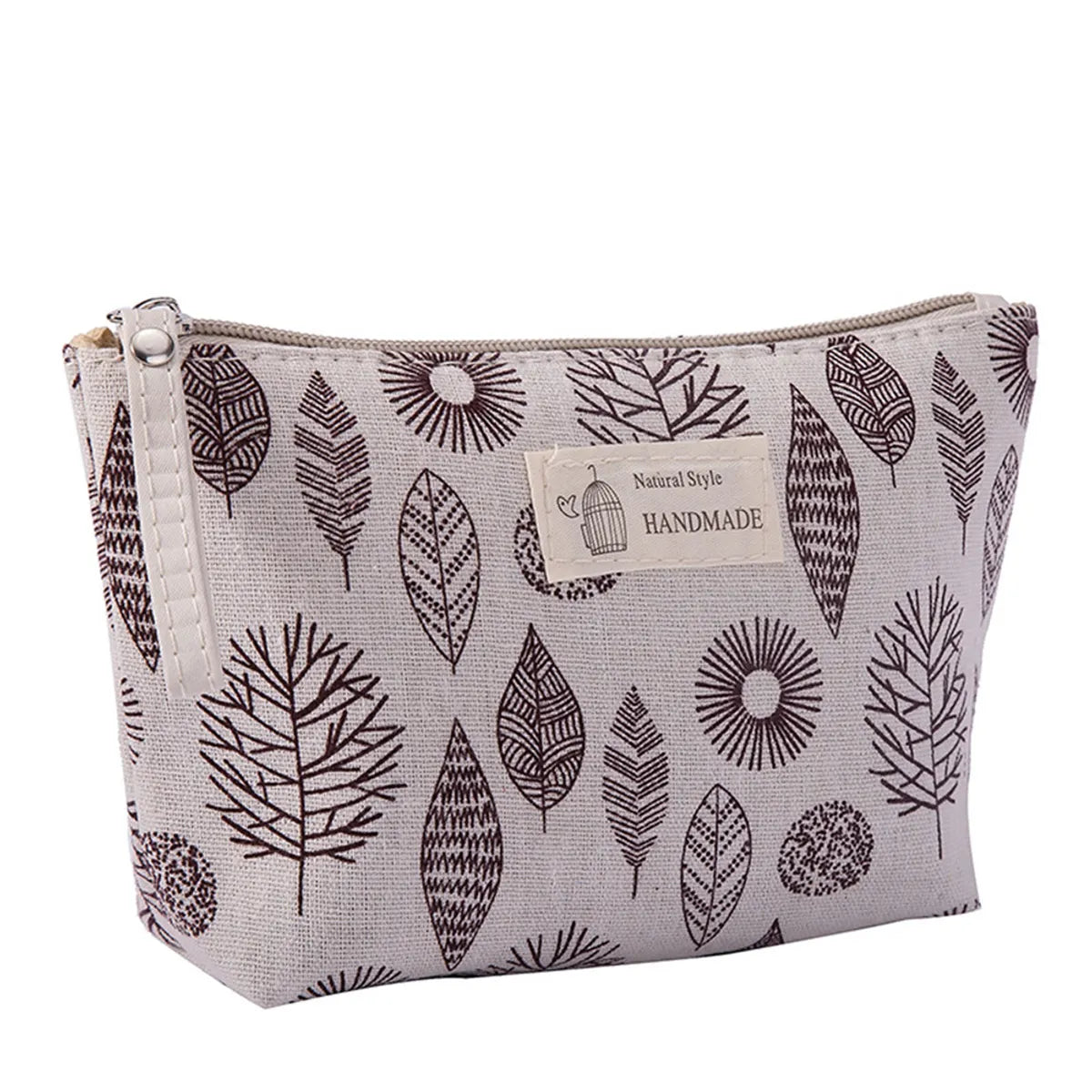 Classic Style Leaves Plaid Canvas Square Makeup Bags