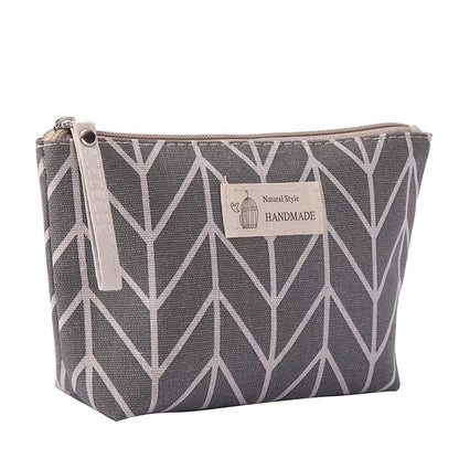 Classic Style Leaves Plaid Canvas Square Makeup Bags