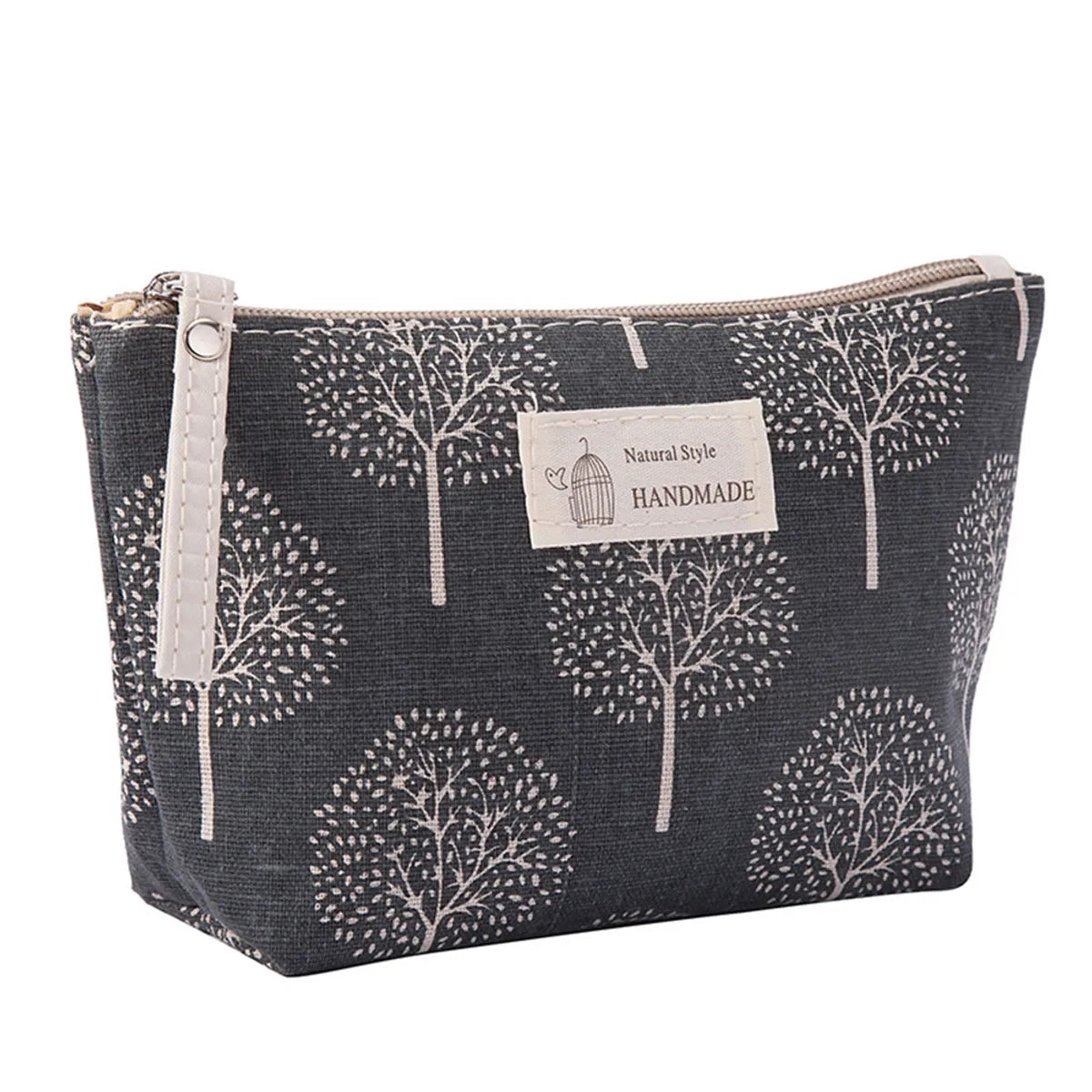 Classic Style Leaves Plaid Canvas Square Makeup Bags