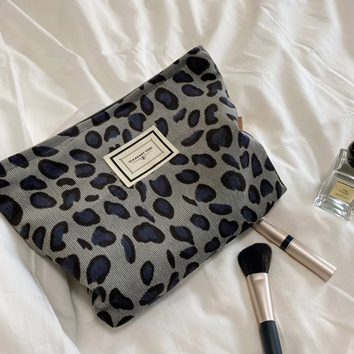 Classic Style Leopard Cotton Polyester Square Makeup Bags