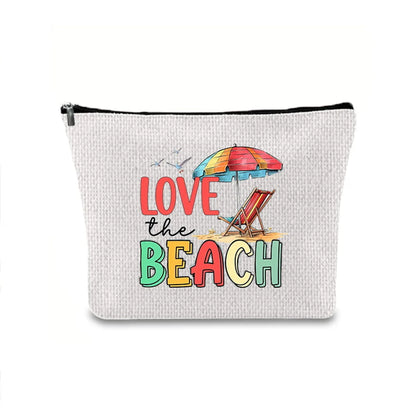 Classic Style Letter Plant Linen Square Makeup Bags